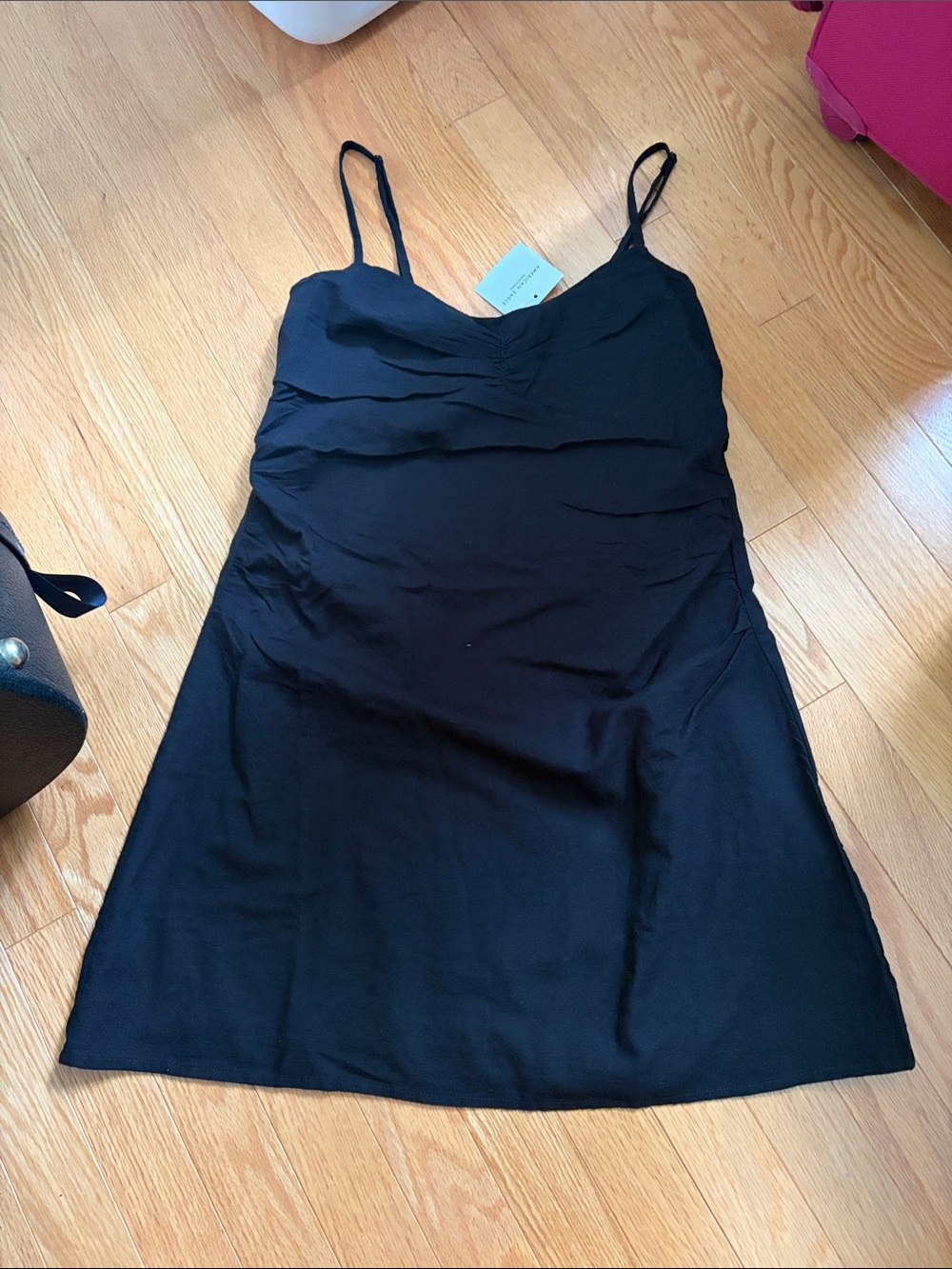 American Eagle Outfitters Black Smocked Dress with Spaghetti Straps